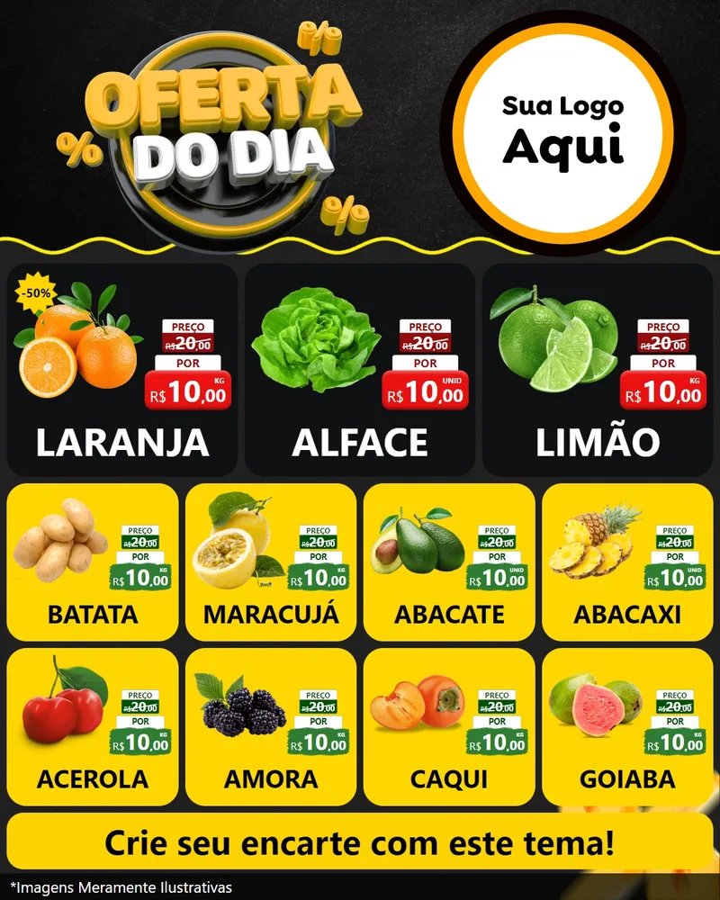 Modelo de Rede Social para Feed Instagram com o tema Oferta Do Dia para Hortifrúti