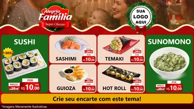 Modelo de TV para TV Horizontal com o tema Alegria Em Família - Super Ofertas para Comida japonesa