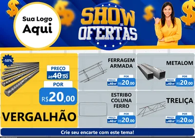 Modelo de Encarte para Encarte A4 Horizontal com o tema Show de Ofertas para Ferragens