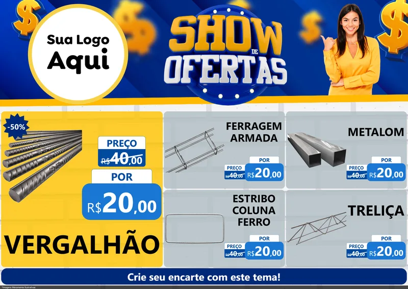 Modelo de Encarte para Encarte A4 Horizontal com o tema Show de Ofertas para Ferragens