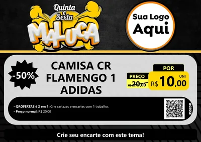 Modelo de Cartaz para Cartaz A4 Horizontal com o tema Quinta e Sexta Maluca para Roupas e acessórios