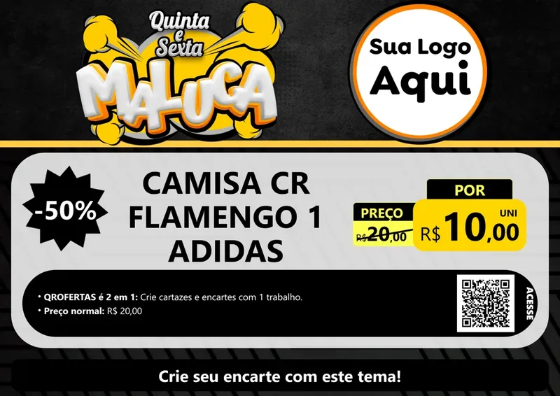 Modelo de Cartaz para Cartaz A4 Horizontal com o tema Quinta e Sexta Maluca para Roupas e acessórios