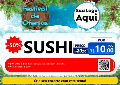 Modelo de Cartaz para Cartaz A4 Horizontal com o tema Festival de Ofertas - Inverno para Comida japonesa