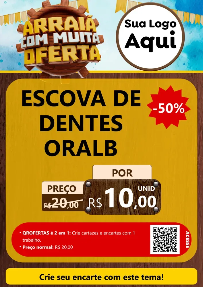 Modelo de Cartaz para Cartaz A4 Vertical com o tema Ofertas de São João - Junina para Higiene Pessoal