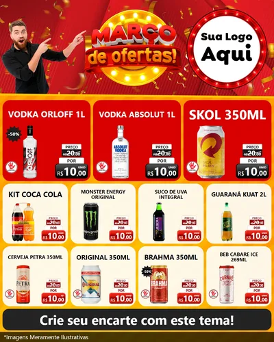 Modelo de Rede Social para Feed Instagram com o tema Março de Ofertas! para Distribuidora de bebidas