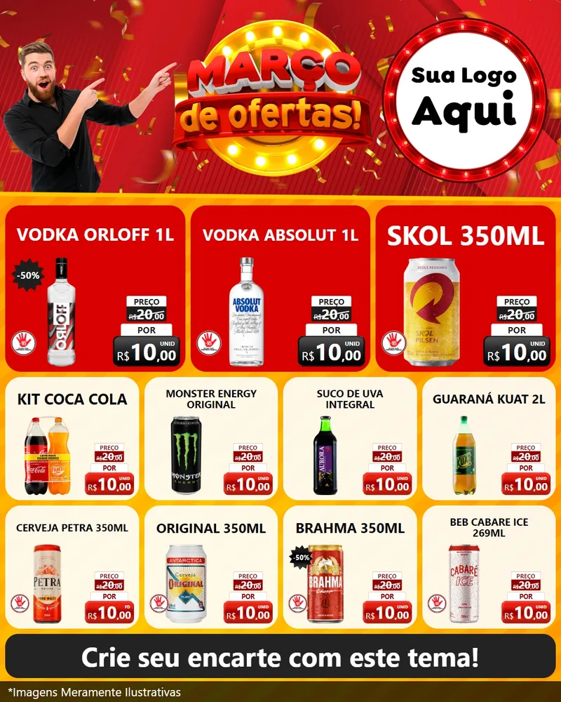 Modelo de Rede Social para Feed Instagram com o tema Março de Ofertas! para Distribuidora de bebidas