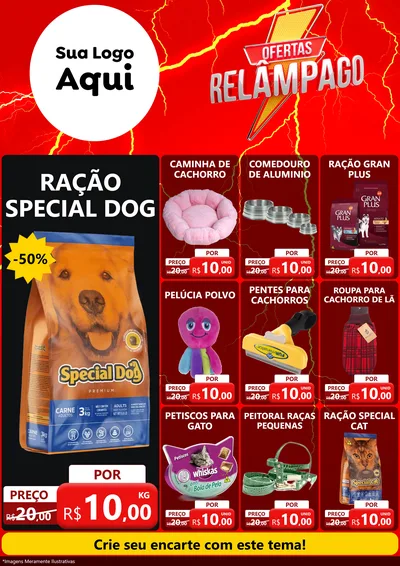 Modelo de Encarte para Encarte A4 Vertical com o tema Ofertas Relâmpago para Pet Shop
