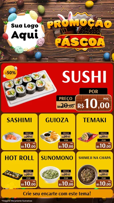 Modelo de Rede Social para Stories com o tema Promoção Páscoa para Comida japonesa
