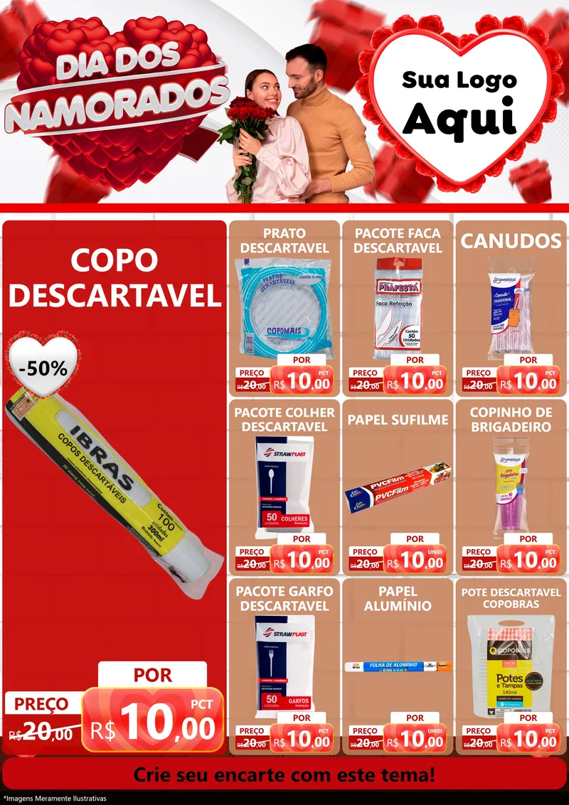 Modelo de Encarte para Encarte A4 Vertical com o tema Dia dos Namorados para Embalagens