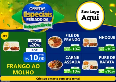 Modelo de Encarte para Encarte A4 Horizontal com o tema Ofertas Especiais Feriado da Independência para Restaurante