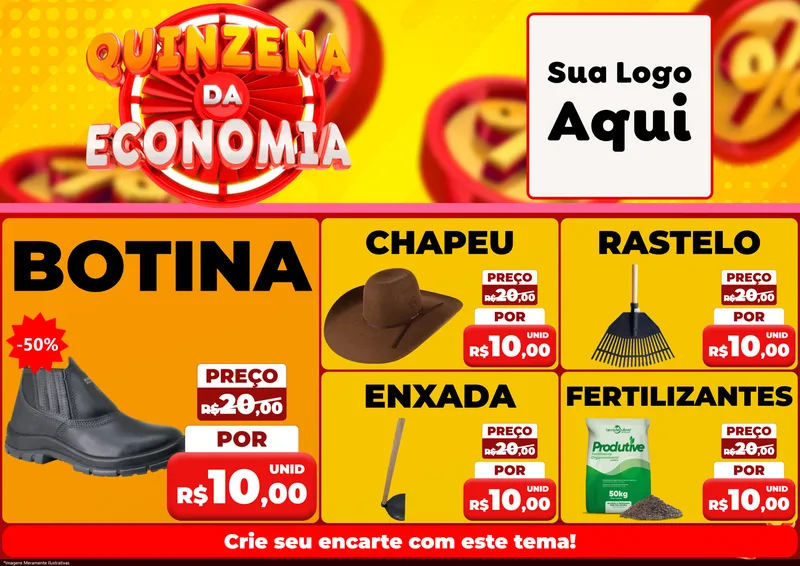 Modelo de Encarte para Encarte A4 Horizontal com o tema Quinzena Da Economia para Agropecuária