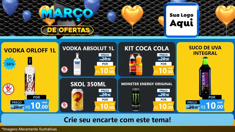 Modelo de TV para TV Horizontal com o tema Março de Ofertas para Distribuidora de bebidas