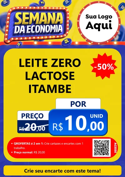 Modelo de Cartaz para Cartaz A4 Vertical com o tema Semana da Economia para Frios e Laticínios