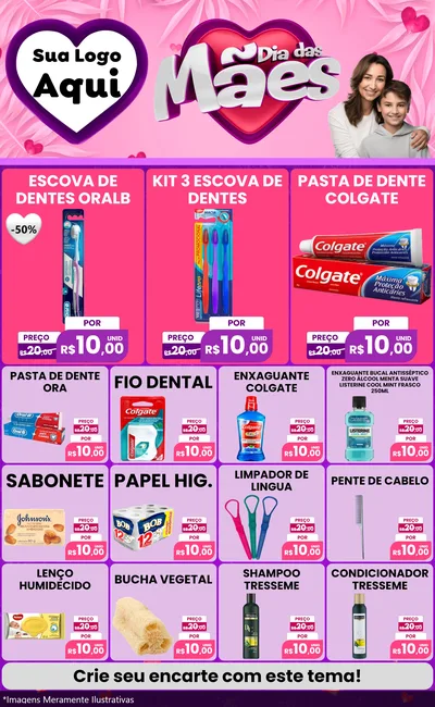 Modelo de Encarte para Encarte Grande com o tema Dia das Mães para Higiene Pessoal