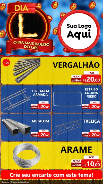 Modelo de TV para TV Vertical com o tema Dia L - O Dia Mais Barato Do Mês para Ferragens