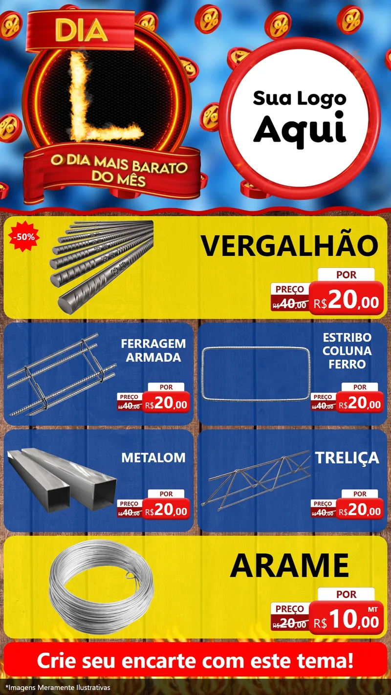 Modelo de TV para TV Vertical com o tema Dia L - O Dia Mais Barato Do Mês para Ferragens