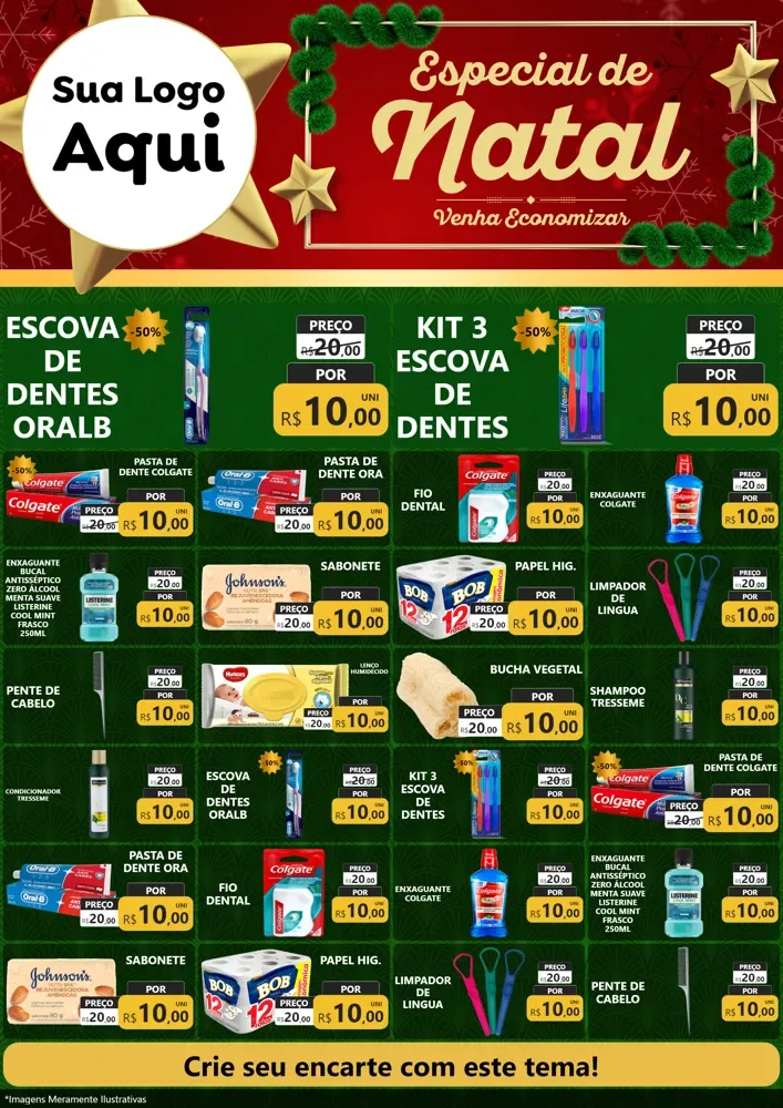 Modelo de Encarte para Encarte A4 Vertical com o tema Especial de Natal para Higiene Pessoal