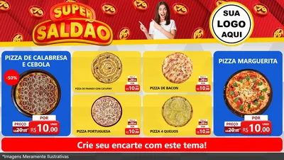 Modelo de TV para TV Horizontal com o tema Super Saldão para Pizzaria