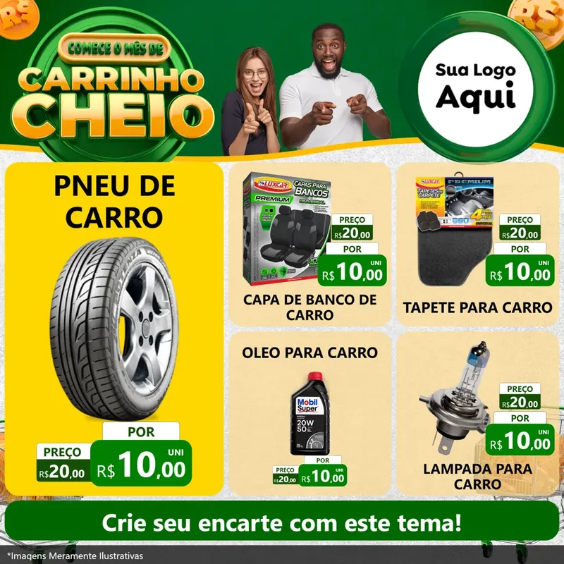 Modelo de Rede Social para Feed Facebook com o tema Carrinho Cheio para Auto peças