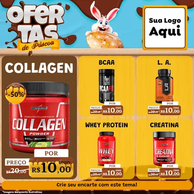Modelo de Rede Social para Feed Facebook com o tema Ofertas de Páscoa para Suplementos alimentares