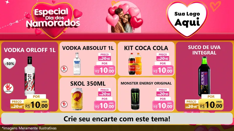 Modelo de TV para TV Horizontal com o tema Especial Dia dos Namorados para Distribuidora de bebidas