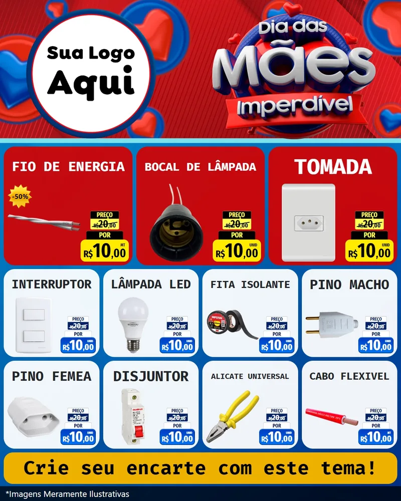 Modelo de Rede Social para Feed Instagram com o tema Dia Das Mães Imperdível para Materiais Elétricos