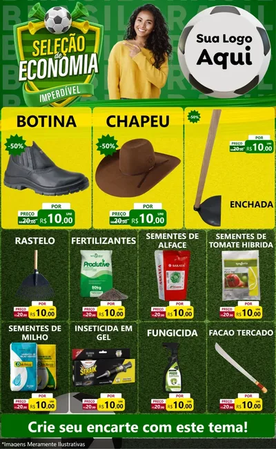 Modelo de Encarte para Encarte Grande com o tema Seleção de Economia - Copa para Agropecuária