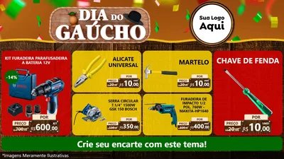 Modelo de TV para TV Horizontal com o tema Dia do Gaúcho para Maquinas e Ferramentas