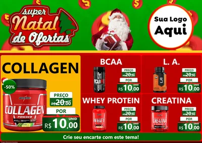 Modelo de Encarte para Encarte A4 Horizontal com o tema Super Natal de Ofertas para Suplementos alimentares