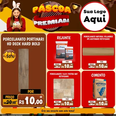 Modelo de Rede Social para Feed Facebook com o tema Páscoa Premiada para Pisos e revestimentos