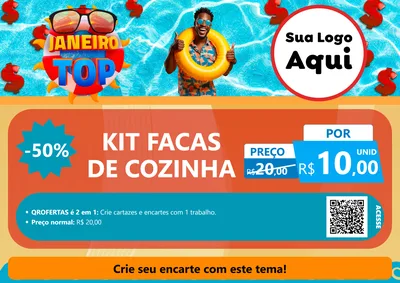 Modelo de Cartaz para Cartaz A4 Horizontal com o tema Janeiro Top para Utilidades Domésticas