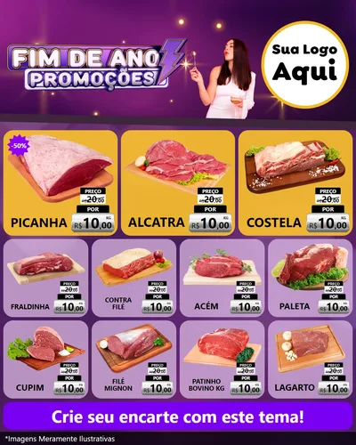 Modelo de Rede Social para Feed Instagram com o tema Fim de Ano Promoções para Açougue