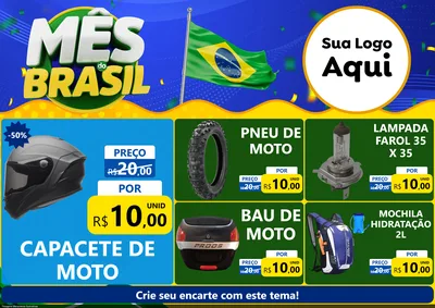 Modelo de Encarte para Encarte A4 Horizontal com o tema Mês do Brasil para Moto peças