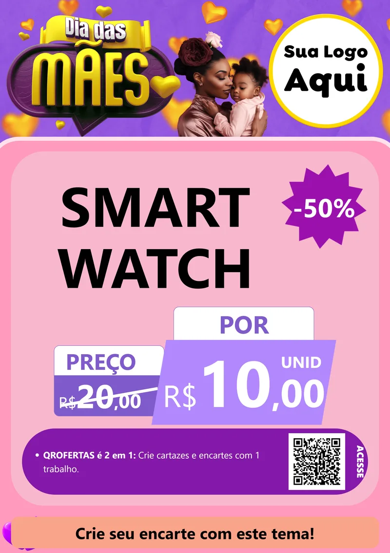 Modelo de Cartaz para Cartaz A4 Vertical com o tema Dia das Mães para Informática