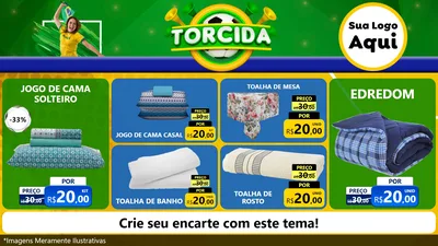 Modelo de TV para TV Horizontal com o tema Torcida para Cama, Mesa e Banho