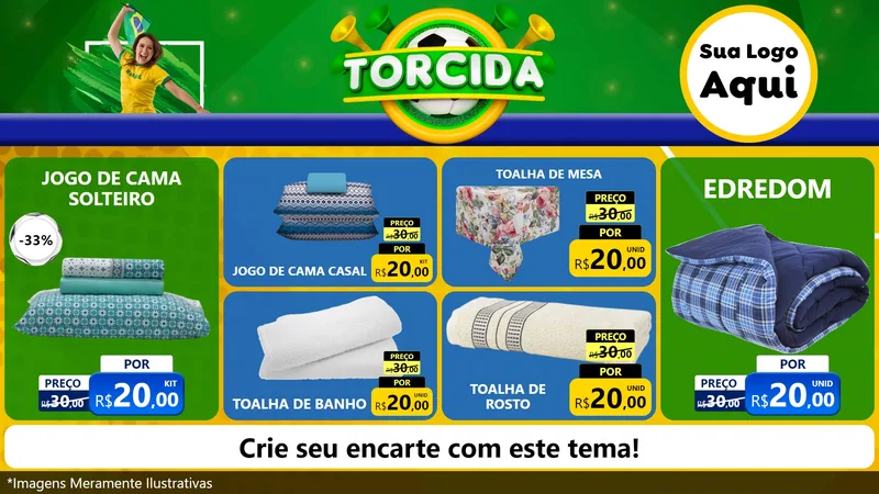 Modelo de TV para TV Horizontal com o tema Torcida para Cama, Mesa e Banho