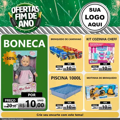 Modelo de Rede Social para Feed Facebook com o tema Ofertas Fim de Ano para Brinquedos