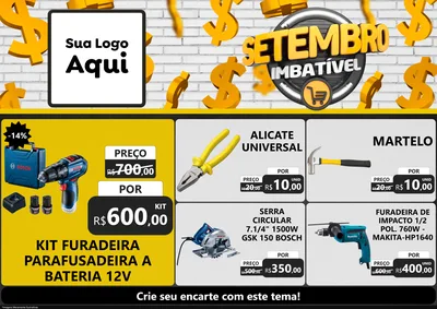 Modelo de Encarte para Encarte A4 Horizontal com o tema Setembro Imbatível para Maquinas e Ferramentas