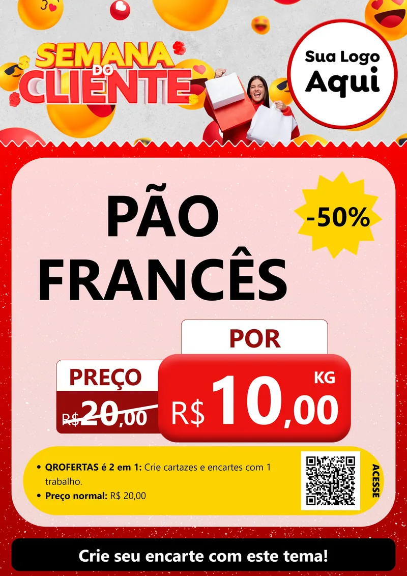 Modelo de Cartaz para Cartaz A4 Vertical com o tema Semana do Cliente para Padaria