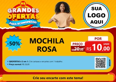 Modelo de Cartaz para Cartaz A4 Horizontal com o tema Grandes Ofertas Para Economizar! para Papelaria