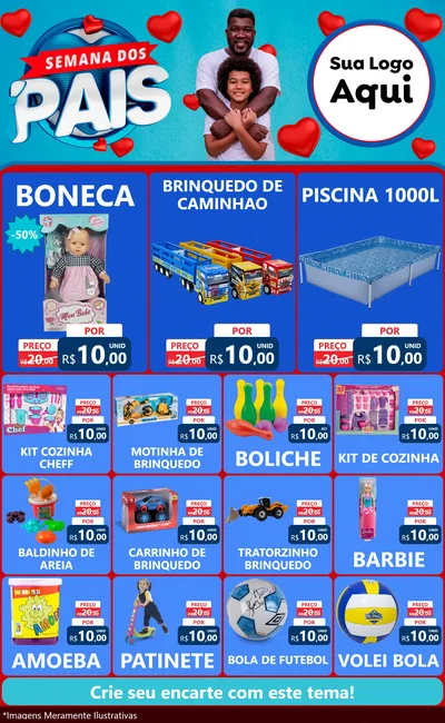 Modelo de Encarte para Encarte Grande com o tema Semana Dos Pais para Brinquedos