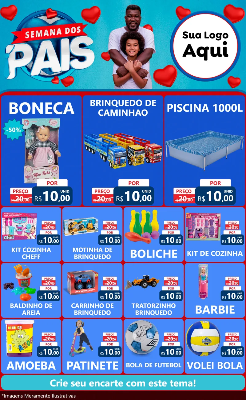 Modelo de Encarte para Encarte Grande com o tema Semana Dos Pais para Brinquedos