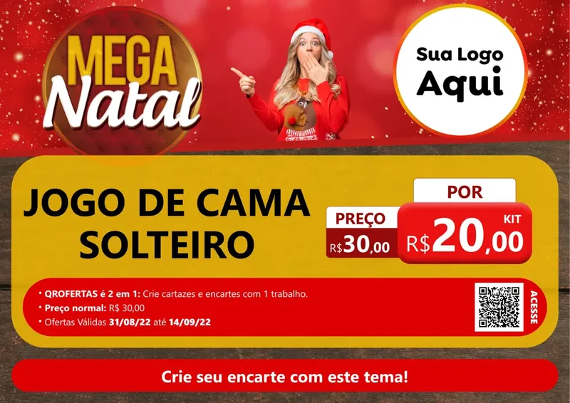 Modelo de Cartaz para Cartaz A4 Horizontal com o tema Mega Natal para Cama, Mesa e Banho