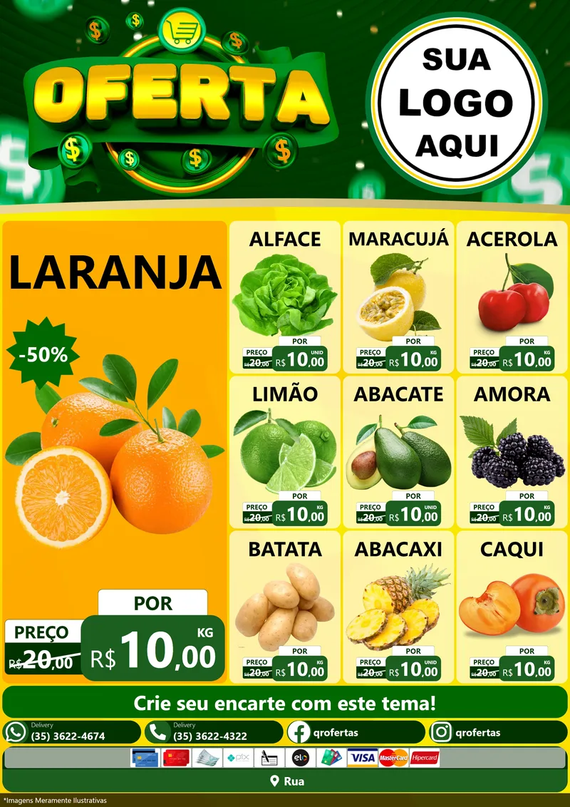 Modelo de Encarte para Encarte A4 Vertical com o tema Oferta para Hortifrúti
