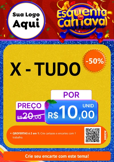 Modelo de Cartaz para Cartaz A4 Vertical com o tema Esquenta de Carnaval para Hamburgueria