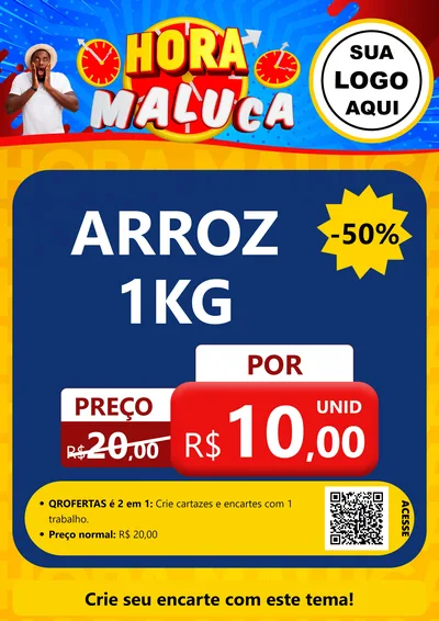 Modelo de Cartaz para Cartaz A4 Vertical com o tema Hora Maluca para Supermercado