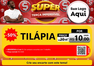 Modelo de Cartaz para Cartaz A4 Horizontal com o tema Super Terça Imperdível para Peixaria