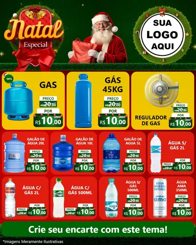 Modelo de Rede Social para Feed Instagram com o tema Natal Especial para Água e gás