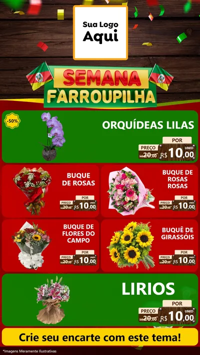 Modelo de TV para TV Vertical com o tema Semana Farroupilha para Floricultura e jardim