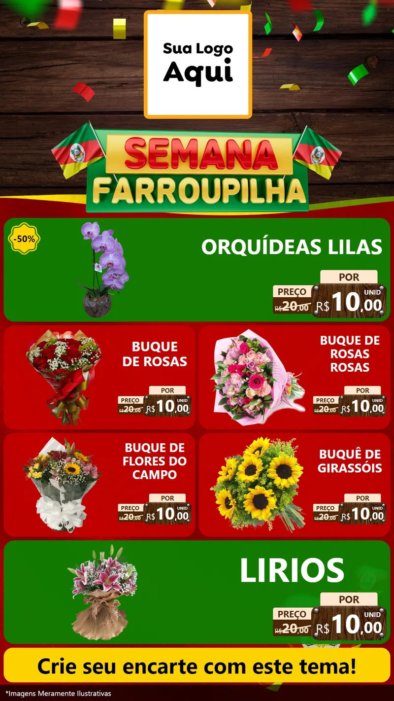 Modelo de TV para TV Vertical com o tema Semana Farroupilha para Floricultura e jardim